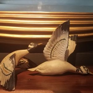 Antique Pair of Flying Canadian Geese.Hand painted Metal